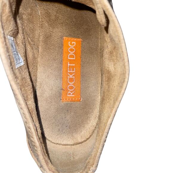 Rocket Dog Ankle Boots Beige Suede Size 9 Lace up Booties Chunky Heel Y2K - Picture 7 of 8